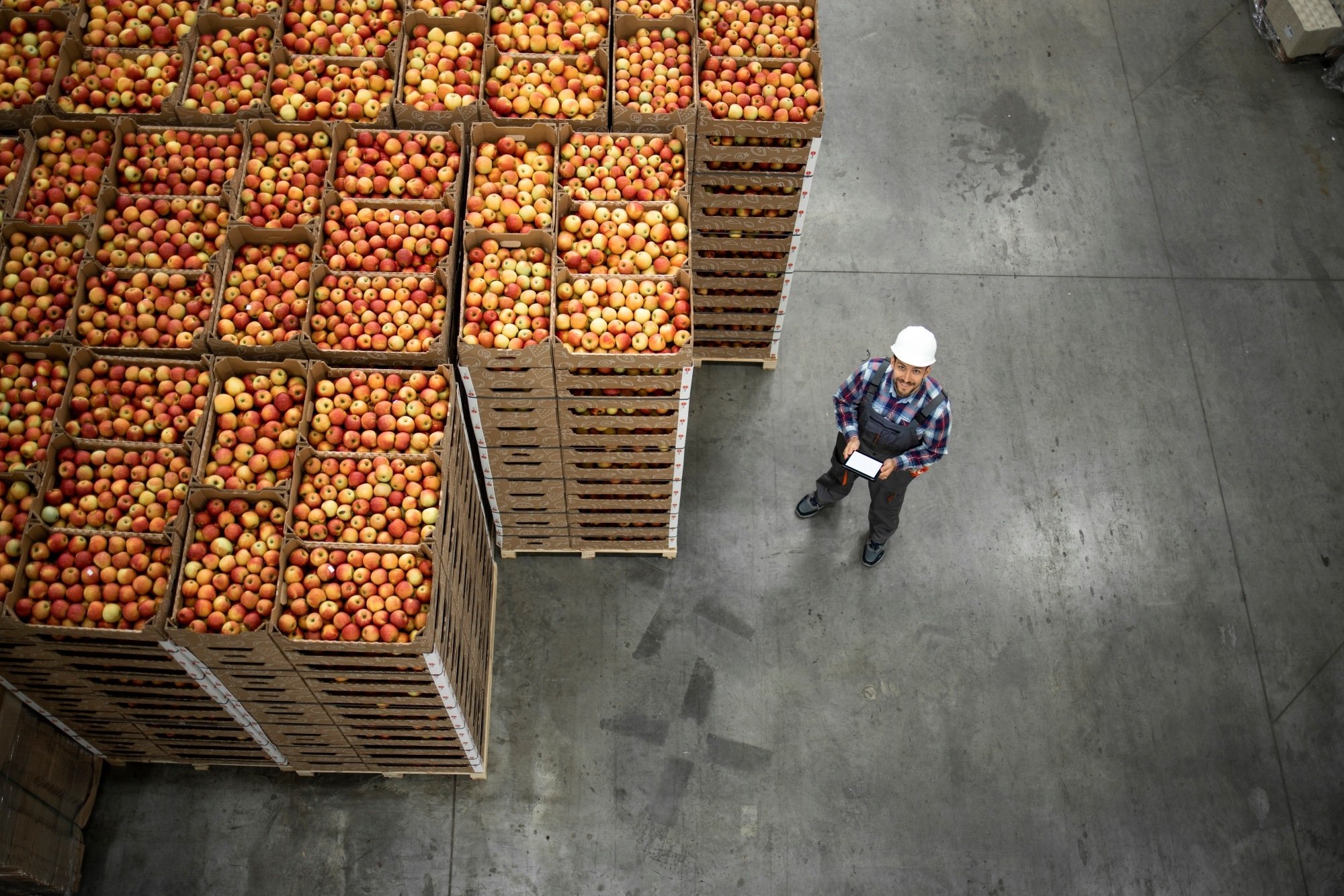 Productos agrícolas extribados en almacen